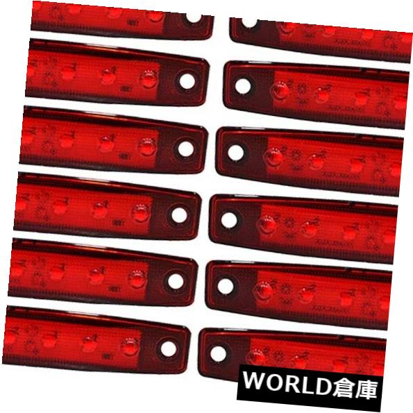 サイドマーカー 12 x LED 6 SMDレッドサイドマーカーインジケータライト12V VOLTトラックローリーA11r 12 x LED 6 SMD Red Side Marker Indicator Lights 12V VOLT Truck Lorry A11r