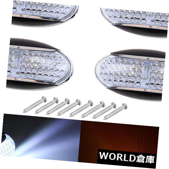 サイドマーカー 4 PCS 4LEDホワイトフロントサイドマーカーライトインジケーター車のトラックトレーラーランプ12 / 24V 4 PCS 4LED White Front Side Marker Light Indicator Car Truck Trailer Lamp 12/24V