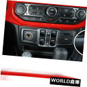インテリアパネルジープラングラーJL 2018 2019年のための2P赤い内部のエアコンCDパネルカバートリム 2P Red Interior Air Cond...