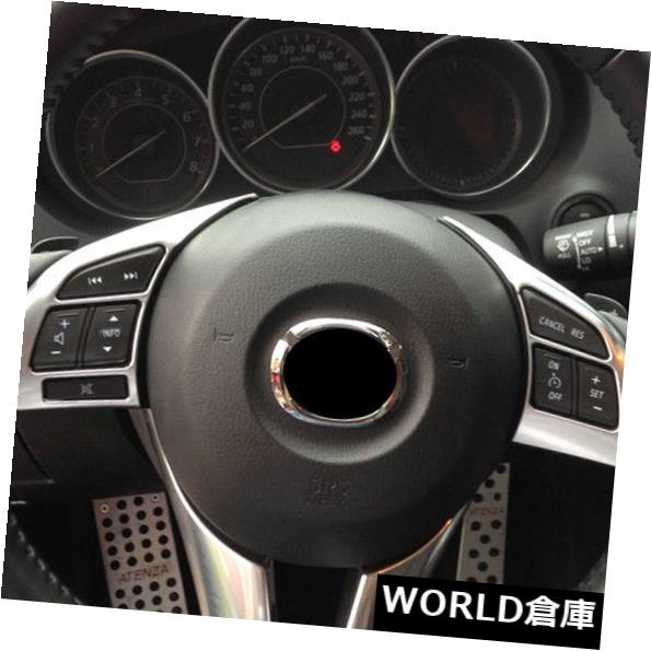 インテリアパネルマツダ3 M3 Axelaトリムガーニッシュ用クロムステアリングホイールパネルインテリアカバー Chrome Steering Wheel Panel Interior Cover For Mazda 3 M3 Axela Trim Garnish