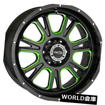 海外輸入ホイール 18x8.5 Vision 399 Fury 6x5.5 / 6x139.7 25ブラックグリーンティントホイールリムセット（4） 18x8.5 Vision 399 Fury 6x5.5/6x139.7 25 Black Green Tint Wheels Rims Set(4)