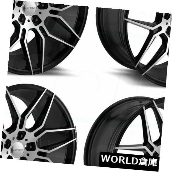 ͢ۥ 19x8.5EL0508 5x114.3 35֥åޥեۥॻåȡ4 19x8.5 Element EL0508 5x114.3 35 Black Machine Face Wheels Rims Set(4)