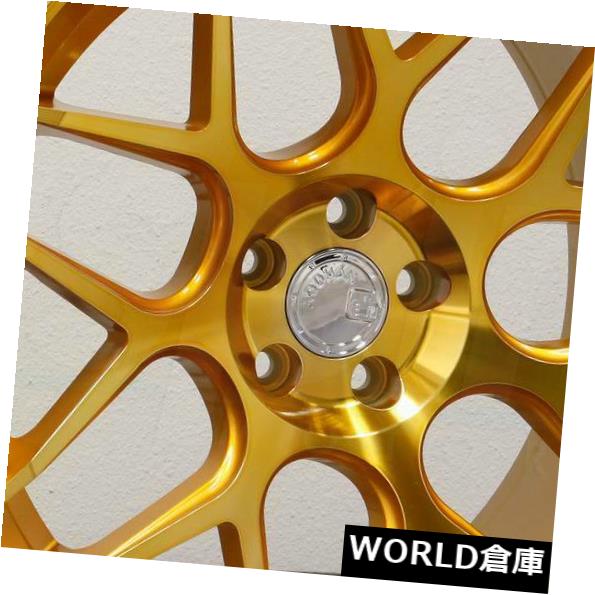 海外輸入ホイール 18x8 / 18x9 Aodhan LS002 LS2 5x114.3 35/30ゴールド加工フェイスホイールリムセット（4） 18x8/18x9 Aodhan LS002 LS2 5x114.3 35/30 Gold Machined Face Wheels Rims Set(4)