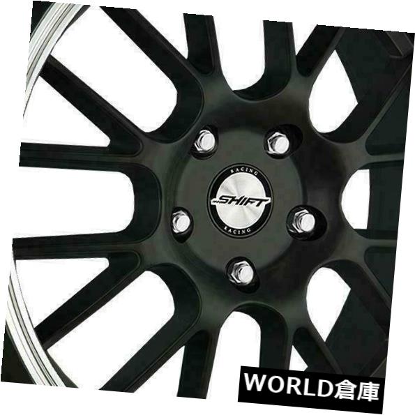 海外輸入ホイール 17x7.5シフトH28クランク5x100 / 5x114.3 30ブラックポリッシュリップホイールリムセット（4） 17x7.5 Shift H28 Crank 5x100/5x114.3 30 Black Polished Lip Wheels Rims Set(4)