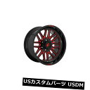 海外輸入ホイール 4個の20x10燃料D663 Ignite ET -18ブラックレッド6x139.7ホイールリムのセット Set of 4 20x10 Fue...