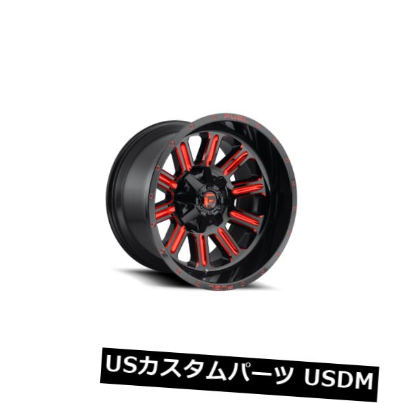 海外輸入ホイール 4個の18x9燃料D621ハードラインET 20ブラックレッド6x135ホイールリムのセット Set of 4 18x9 Fuel D621 Hardline ET 20 Black Red 6x135 Wheels Rims