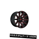 海外輸入ホイール 4個の20x10燃料D643 Contra ET -18ブラックレッド8x165.1ホイールリムのセット Set of 4 20x10 Fuel D643 Contra ET -18 Black Red 8x165.1 Wheels Rims