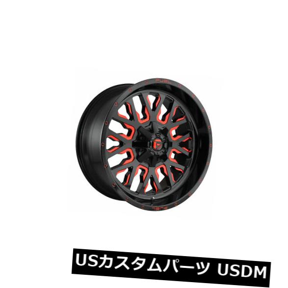 海外輸入ホイール 4個の18x9燃料D612ストロークET 01ブラックレッド8x170ホイールリムのセット Set of 4 18x9 Fuel D612 Stroke ET 01 Black Red 8x170 Wheels Rims