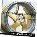 海外輸入ホイール F1R F08 15x8 4x100 Et25 Gold w /ポリッシュリップセット4 F1R F08 15x8 4x100 Et25 Gold w/ Polish Lip set of 4