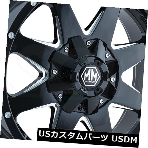 海外輸入ホイール 18x9ブラックミルドホイールズメイヘムタンク8x180 25（4個セット） 18x9 Black Milled Wheels Mayhem Tank 8x180 25 (Set of 4)
