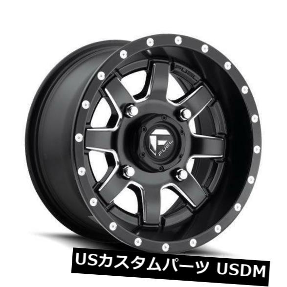 海外輸入ホイール 16x7ブラックミルドホイールフューエルマーベリックATV UTV D538 4x156 13（4個セット） 16x7 Black Milled Wheels Fuel Maverick ATV UTV D538 4x156 13 (Set of 4)