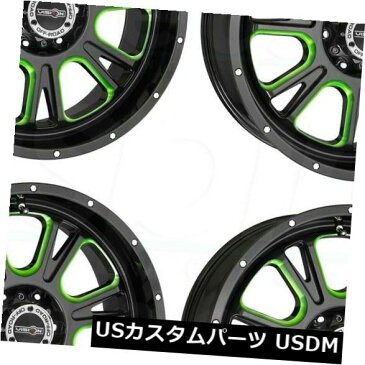 海外輸入ホイール 18x8.5ブラックグリーンティントホイールビジョン399フューリー6x5.5 / 6x139.7 25（4個セット） 18x8.5 Black Green Tint Wheels Vision 399 Fury 6x5.5/6x139.7 25 (Set of 4)