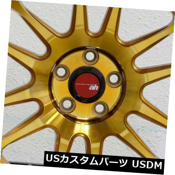 海外輸入ホイール 4-新しい18インチAodhan AH07 AH7ホイール18x8.5 5x100 35ゴールドリム 4-New 18