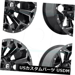 海外輸入ホイール 17x9燃料突撃D546 6x135 / 6x5.5 2ブラックミルドホイールリムセット（4） 17x9 Fuel Assault D546 6x135/6x5.5 2 Black Milled Wheels Rims Set(4)