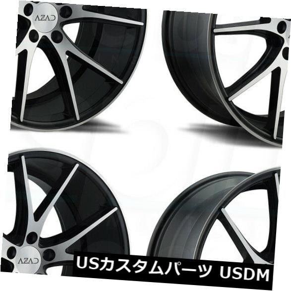 海外輸入ホイール 20x9 Azad AZ36 5x120 35ブラックマシンフェイスホイールリムセット（4） 20x9 Azad AZ36 5x120 35 Black Machine Face Wheels Rims Set(4)