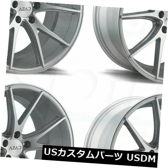 海外輸入ホイール 20x9 / 20x10.5 Azad AZ36 5x112 35/42シルバーマシンフェイスホイールリムセット（4） 20x9/20x10.5 Azad AZ36 5x112 35/42 Silver Machine Face Wheels Rims Set(4)