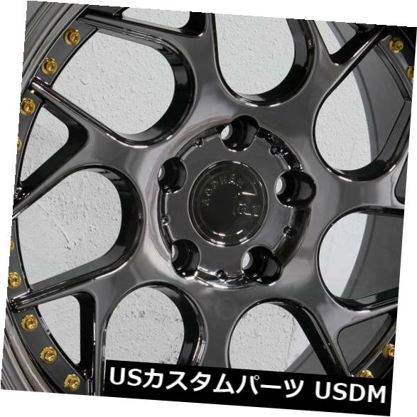 海外輸入ホイール 18x9.5 / 18x10.5 Aodhan DS01 DS1 5x114.3 15/22ブラックバキュームホイールリムセット（4） 18x9.5/18x10.5 Aodhan DS01 DS1 5x114.3 15/22 Black Vacuum Wheels Rims Set(4)