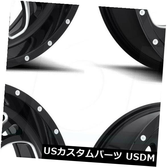 海外輸入ホイール 18x7 Fuel Kompressor D641 4x156 13ブラックミルドホイールリムセット（4） 18x7 Fu..