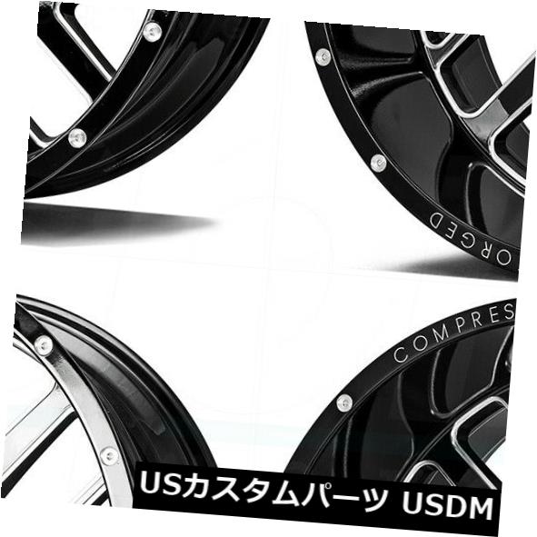 ͢ۥ 24x14 AX AX2.0 5x5 / 5x5.5 -76֥åߥɥۥॻåȡ4 24x14 AXE AX2.0 5x5/5x5.5 -76 Gloss Black Milled Wheels Rims Set(4)