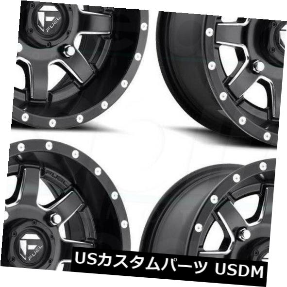 海外輸入ホイール 30x6燃料マーベリックATV UTV D538 4x156 1ブラックミルドホイールリムセット（4） 30x6 Fuel Maverick ATV UTV D538 4x156 1 Black Milled Wheels Rims Set(4)