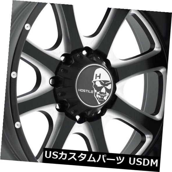 海外輸入ホイール 24x14敵対的なH105 Exile 8x6.5 / 8x165.1 -76ブラックミルドホイールリムセット（4） 24x14 Hostile H105 Exile 8x6.5/8x165.1 -76 Black Milled Wheels Rims Set(4)