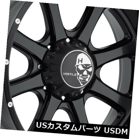 海外輸入ホイール 24x14敵対的なH105追放8x6.5 / 8x165.1 -76フルブラックホイールリムセット（4） 24x14 Hostile H105 Exile 8x6.5/8x165.1 -76 Full Black Wheels Rims Set(4)