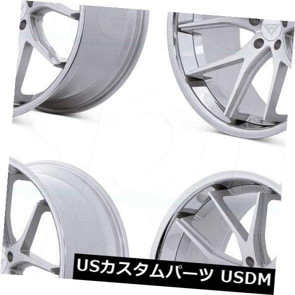海外輸入ホイール 20x9 Ferrada FR2 5x114.3 25マシンシルバークロームリップホイールリムセット（4） 20x9 Ferrada FR2 5x114.3 25 Machine Silver Chrome Lip Wheels Rims Set(4) 