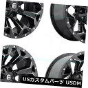 海外輸入ホイール 22x12燃料突撃D546 6x135 / 6x5.5 -44ブラックミルドホイールリムセット(4)合金 22x12 Fuel Assault...