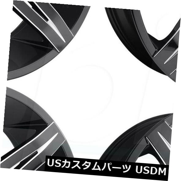 海外輸入ホイール 24x9.5 DUBスタックS227 6x135 / 6x5.5 30ブラックミルドホイールリムセット（4） 24x9.5 DUB Stacks S227 6x135/6x5.5 30 Black Milled Wheels Rims Set(4)