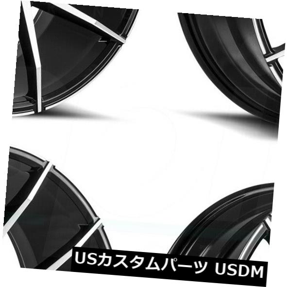海外輸入ホイール 20x8.5 / 20x10 Savini BM14 5x112 32/38ブラックマシンホイールリムセット（4） 20x8.5/20x10 Savini BM14 5x112 32/38 Black Machine Wheels Rims Set(4)(2)