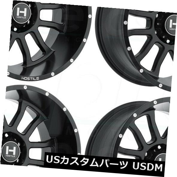 海外輸入ホイール 22x10敵対的なH107ガントレット5x5 / 5x127 -25フルブラックホイールリムセット（4） 22x10 Hostile H107 Gaunlet 5x5/5x127 -25 Full Black Wheels Rims Set(4)