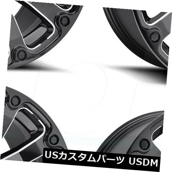 海外輸入ホイール 20x12燃料ディーゼルD598 8x180 -44ブラックミルドホイールリムセット（4） 20x12 Fuel Diesel D598 8x180 -44 Black Milled Wheels Rims Set(4)