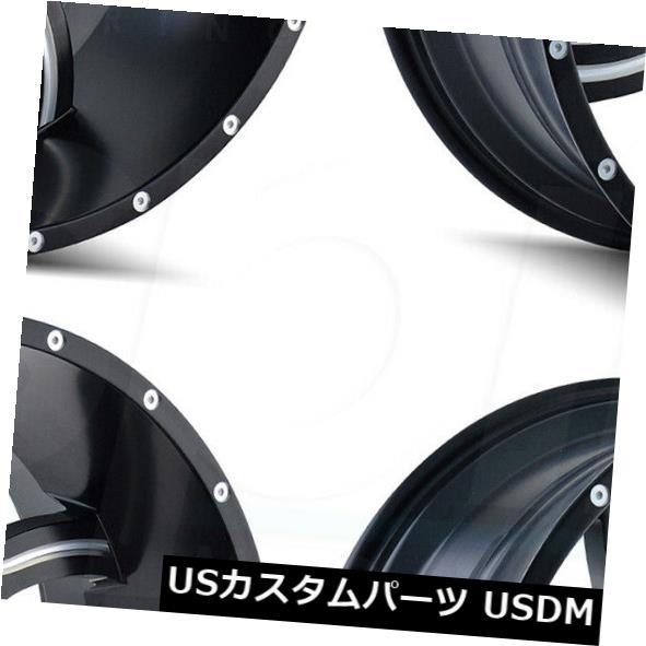 海外輸入ホイール 22x12カリオフロードツイスト8x180 -44サテンブラックミルドホイールリムセット（4） 22x12 Cali Off-Road Twisted 8x180 -44 Satin Black Milled Wheels Rims Set(4)