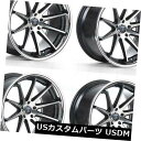 海外輸入ホイール 19x8.5 / 19x9.5 Rohana RC10 5x120 15/20マシンブラックホイールリムセット(4) 19x8.5/19x9.5 Rohana RC10 5x120 15/20 Machine Black Wheels Rims Set(4)(2)