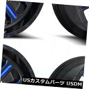 海外輸入ホイール 20x9燃料ハードラインD646 6x120 / 6x5.5 19ブラックブルーホイールリムセット（4） 20x9 Fuel Hardline D646 6x120/6x5.5 19 Black Blue Wheels Rims Set(4)