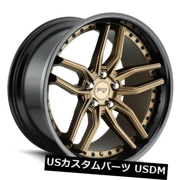 海外輸入ホイール 20x10.5 ET40ニッチM195メトス5x112ブロンズw /ブラックリップホイール 4個セット 20x10.5 ET40 Niche M195 Methos 5x112 Bronze w/ Black Lip Wheels Set of 4 