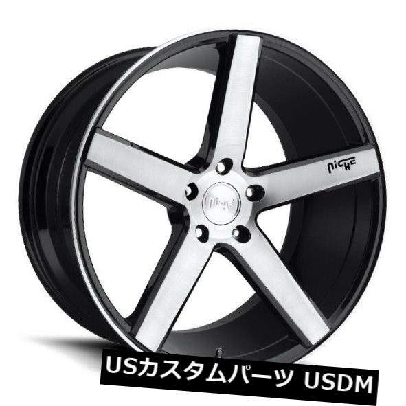 海外輸入ホイール 22x9 ET38ニッチM124ミラノ5x114.3ブラックブラッシュホイール（4個セット） 22x9 ET38 Niche M124 Milan 5x114.3 Black Brushed Wheels (Set of 4)