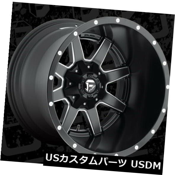 海外輸入ホイール 20x14 ET-76 Fuel D538 Maverick 8x165.1 Black Milled Rims（4個セット） 20x14 ET-76 Fuel D538 Maverick 8x165.1 Black Milled Rims (Set of 4)