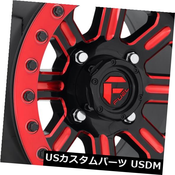 海外輸入ホイール 15x10 ET25 Fuel D911 Hardline Utv 4x136 Black w / Candy Red Rims（4個セット） 15x10 ET25 Fuel D911 Hardline Utv 4x136 Black w/Candy Red Rims (Set of 4)