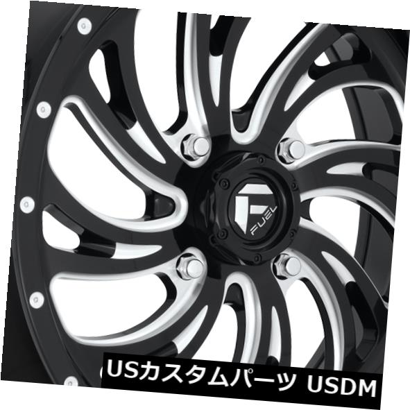 海外輸入ホイール 22x7 ET13 Fuel D641 Kompressor 4x156 Black Milled Wheels（4個セット） 22x7 ET13..