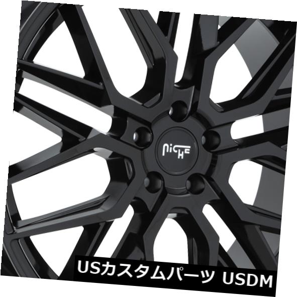 海外輸入ホイール 24x10ニッチリムM224ガンマ5x108 ET38ブラックリム（4個セット） 24x10 Niche Rims M224 Gamma 5x108 ET38 Black Rims (Set of 4)