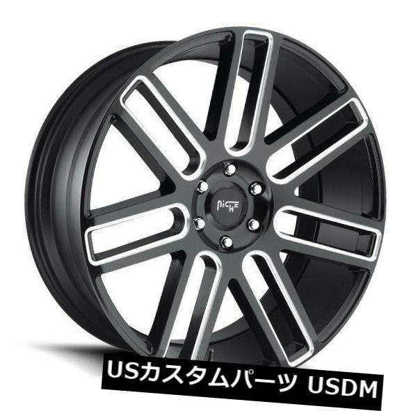 海外輸入ホイール 24x10 Niche Rims M096 Elan 5x139.7 ET25 Black & Milled Rims (Set of 4)