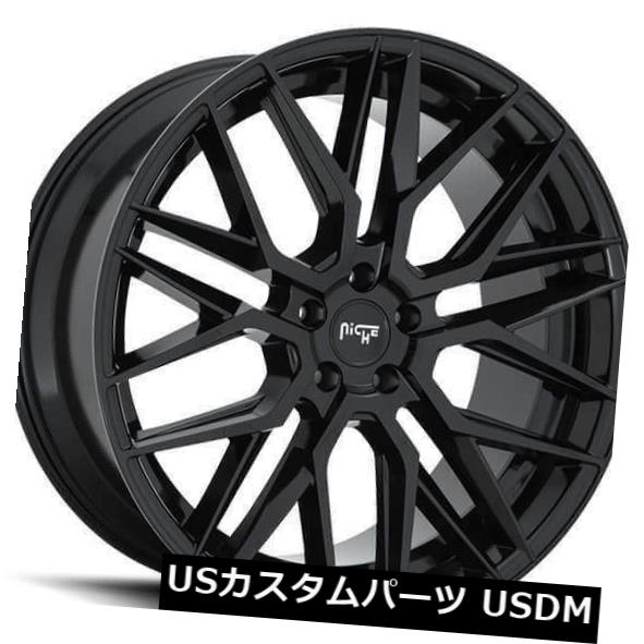 海外輸入ホイール 4pcs 19 "スタッガードニッチホイールM224ガンマグロスブラックリムCA 4pcs 19" Staggered Niche Wheels M224 Gamma Gloss Black Rims CA