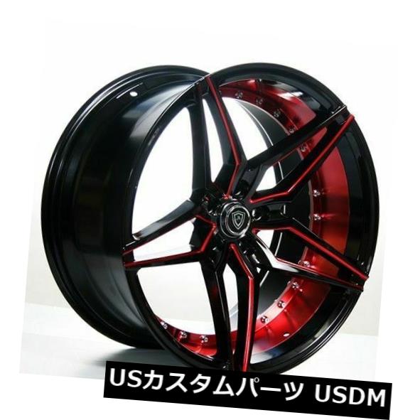 海外輸入ホイール 20 "マーキーホイール3259ブラックレッドインナーリムフィットダッジチャレンジャーGT 20" Marquee Wheels 3259 Black Red Inner Rims fit Dodge Challenger GT