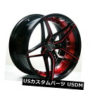 海外輸入ホイール 20 スタッガードマーキーホイール3259ブラックレッドインナーリムフィットクライスラー300 20 Staggered Marquee Wheels 3259 Black Red Inner Rims fit Chrysler 300