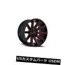 海外輸入ホイール 20x9燃料D643 Contra 8x170 ET20ブラック(キャンディレッドリム付き)(4個セット) 20x9 Fuel D643 Contra 8x170 ET20 Black w/Candy Red Rims (Set of 4)(2)