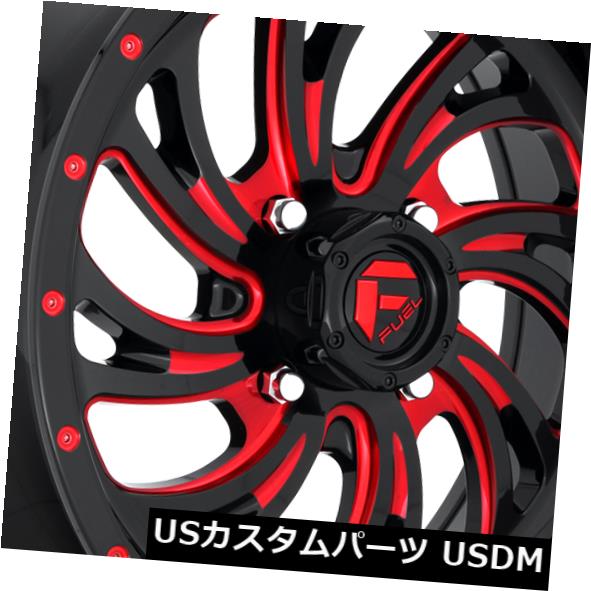 海外輸入ホイール 20x7 Fuel D642 Kompressor 4x156 ET13 Black w / Candy Red Wheels（4個セット） 20..