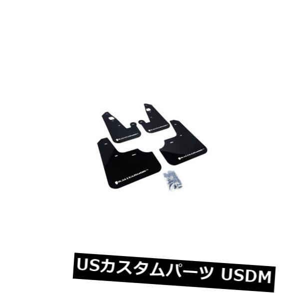 マッドガード 泥除け ラリーアーマーブラックマッドフラップ2007-2017用ホワイトロゴ入り三菱ランサー4ドア Rally Armor Black Mud Flaps w/ White Logo for 2007-2017 Mitsubishi Lancer 4-door