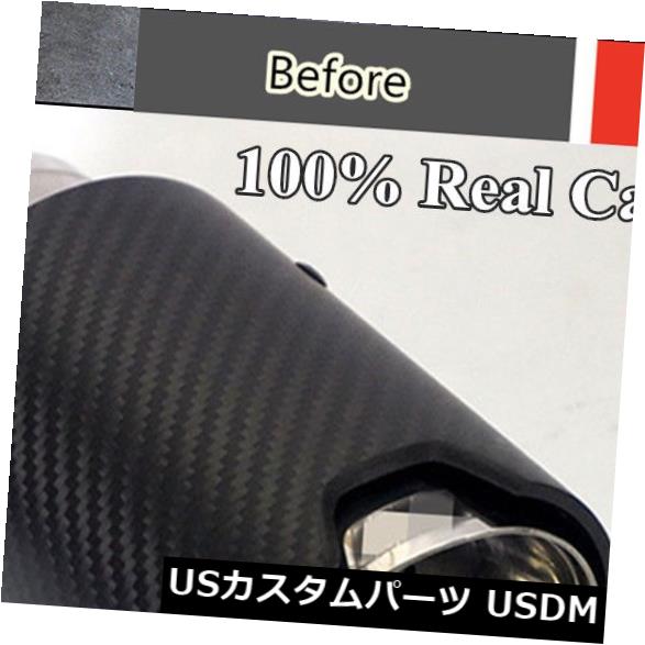 マフラーカッター 4ピーススチール+リアルカーボンファイバー2.5 '' IN BMWマットブラックカーエキゾーストチップパイプ 4 Pcs Steel+Real Carbon Fiber 2.5'' IN Matte Black Car Exhaust Tip Pipe For BMW
