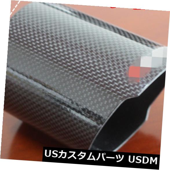 マフラーカッター カーエキゾーストチップカバーマフラーパイプシュラウドグロスカーボンファイバー89m..